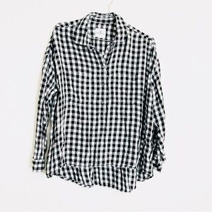 American Eagle outfitters Plaid Oversized Top Women Size Medium black/white